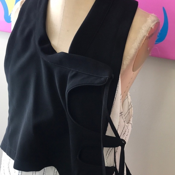Altuzarra Black White Side Tie Layered Shirt NWT - Picture 2 of 8